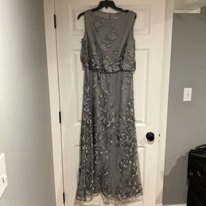 JS Collections Gray Floral Wedding Dress